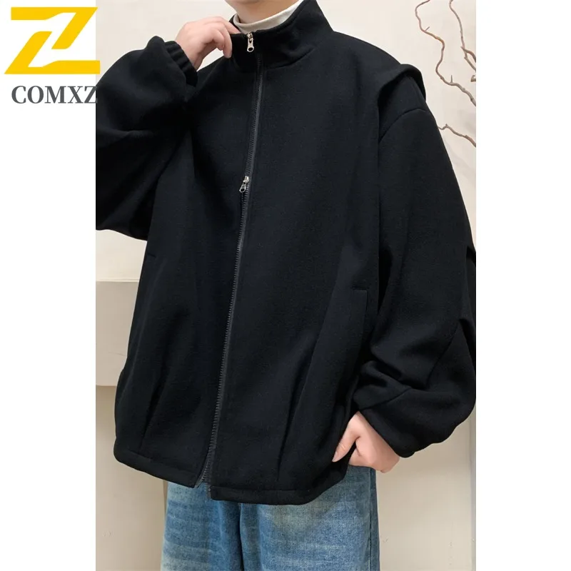 COMXZ Premium Men Jacket Turndown Collar Outdoor Fly Fishing Windproof Coat Fashion Streetwear Style Lightweight Autumn Garment