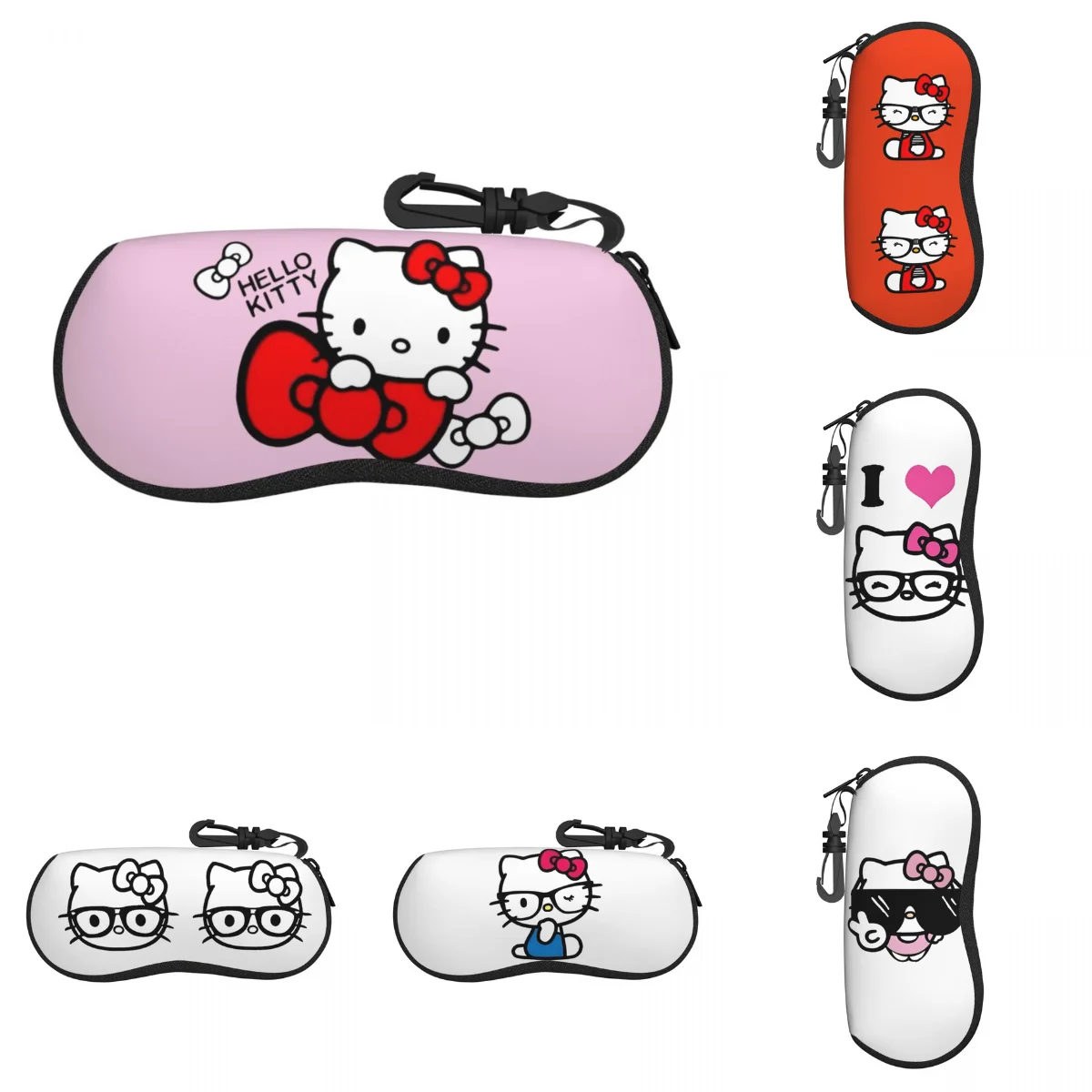 Hello Kitty Wearing Glasses Glasses Case Cover Custom Sunglasses Pouch Unisex Pocket Glasses Box Classic Eyewear Storage