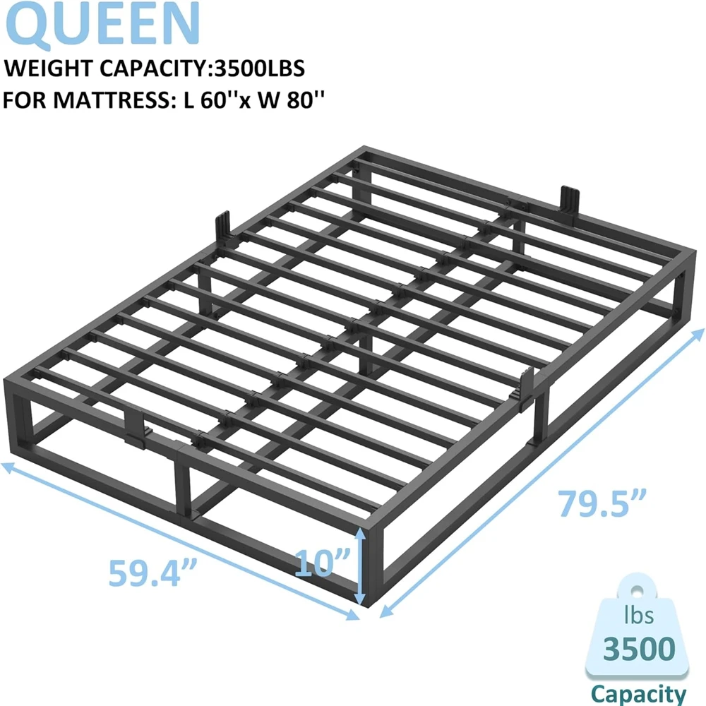 Factory Direct Metal Platform Bed Frame Heavy Duty Mattress Foundation Easy Assembly