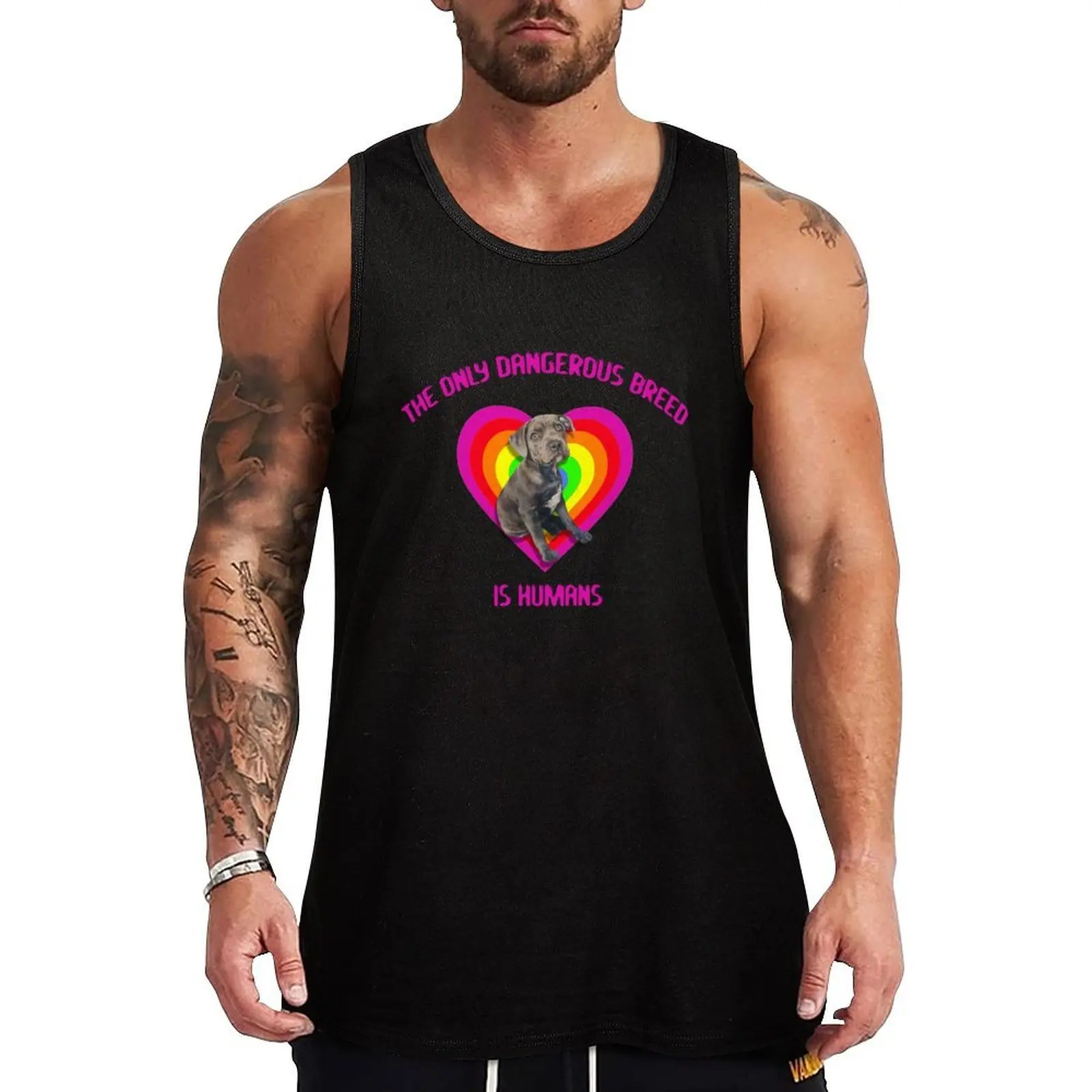 

The only dangerous breed is humans! Tank Top Men's sleeveless T-shirt for fitness T-shirts men