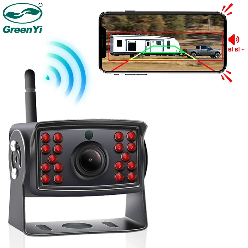 

GreenYi 5G WiFi HD 720P 50M Wireless Bus Van Truck RV Car DVR Front Rear View Camera For IOS and Android Phone