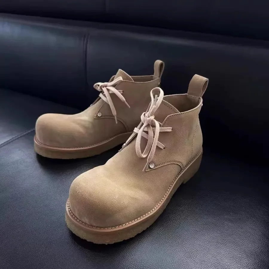 

Miey round Toe ort Boots Men's Thi Bot Heightening Leather Boots oes High Top Men's Faion oes