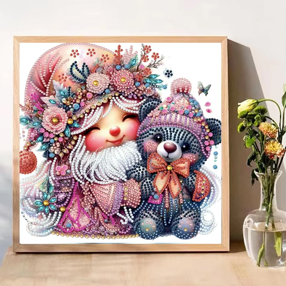 Kit di pittura artistica con diamanti a forma speciale 5D per gnomo fai-da-te per principianti Kit di ricamo con diamanti Ragazza per la decorazione della parete di Natale