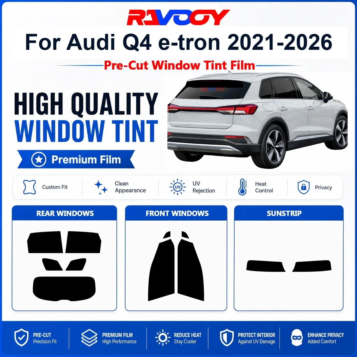 Premium Pre-Cut Window Tint For Audi Q4 e-tron 2021-2026 Front & Rear Windows UV Heat Rejection Privacy Film