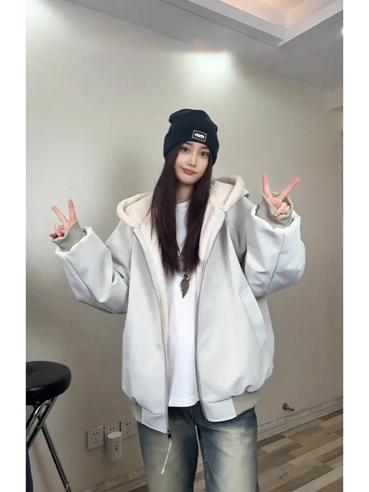 

Утепленная мужская зимняя куртка из искусственной кожи и хлопка в американском стиле с капюшоном, цельная, на флисе, повседневная, приталенная