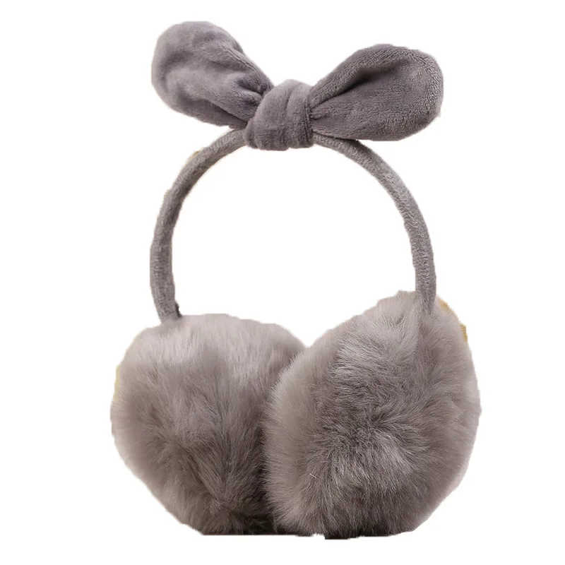 Girls Vintage Bow Foldable Plush Earmuffs Solid Soft Warm Headphone Ear-cap Boys Winter Accessories Outdoor Ear Muffs for Women