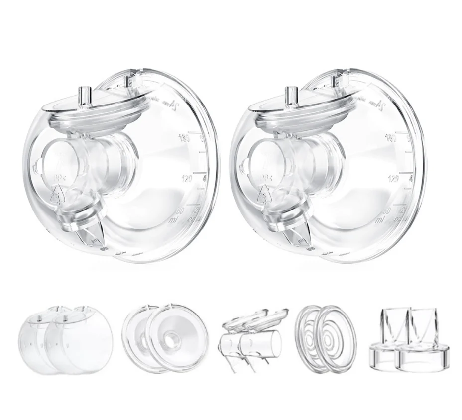 Two Full Milk Collector Cup Sets Compatible with Momcozy S12Pro/S9Pro, with Duckbill Valve, Flange, Diaphragm, Linker, Collector