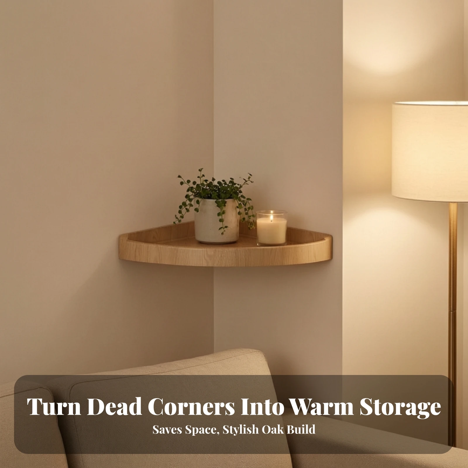 2 Pieces Triangular Shelf Wooden Corner Wall Shelf Furniture Minimalist for Kitchen, Bathroom