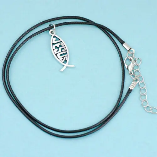 Wholesale 10pcs/lot Fashion Ichthys Jesus Fish Pendants Necklaces Alloy Charms Jewelry Gift