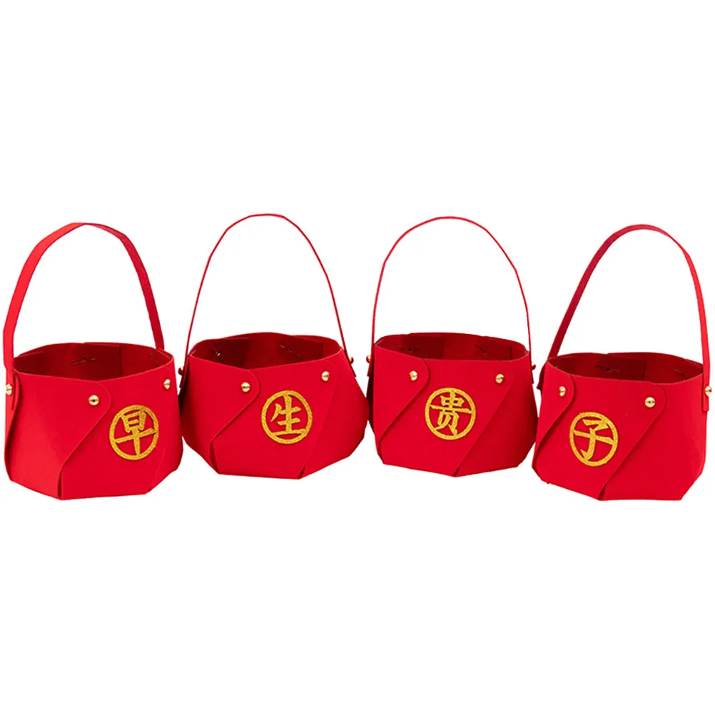 

4pcs Wedding Decor Felt Baskets Early Baby Basket Handmade Flower Girl Holding Multipurpose Storage Container Home Party Gift