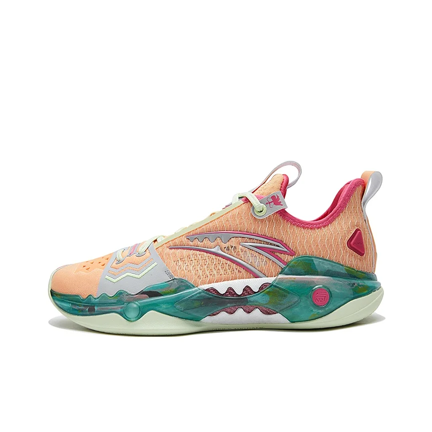 Anta Shock Wave 5 Pro Low top Nitrogen Technology Basketball Shoes Men's Peach Orange 112421111-1