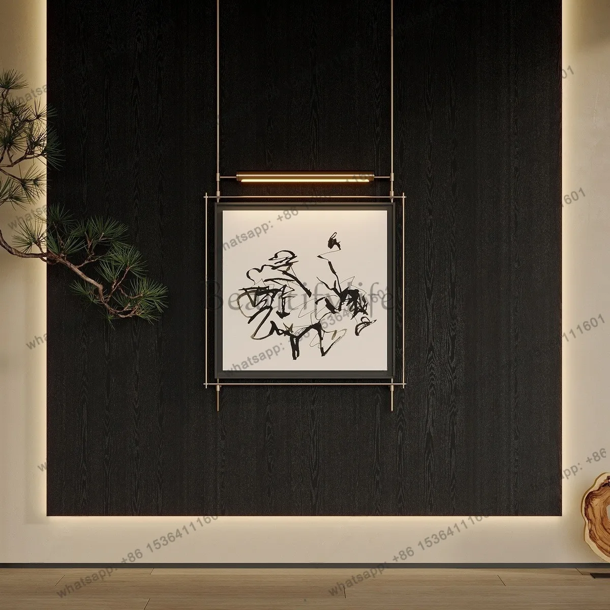 Wabi Sansi retro simple decorative wall hanging metal rod background wall ancient decorative painting