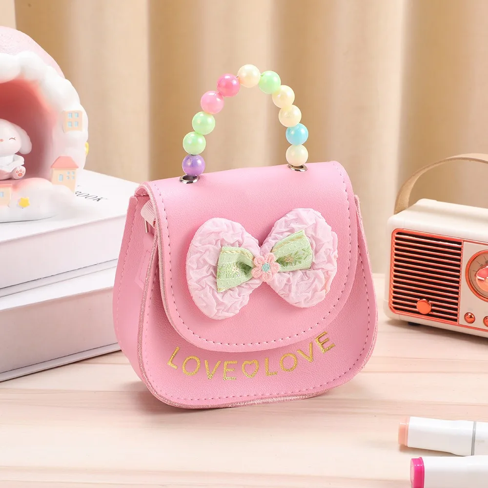 

Креативная детская сумка-мессенджер с милыми цветами, сумки из искусственной кожи с жемчугом, детская сумка на плечо с бантом из мультфильма