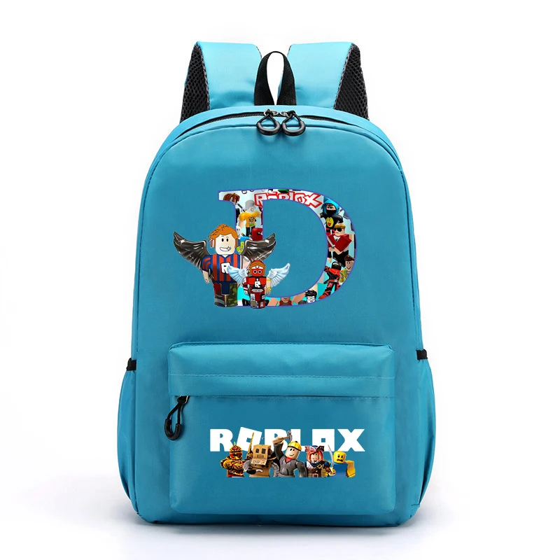 ROBLOX Girls Boys Backpack Knapsack Student School Bags Letter A-Z Cartoon Anime Leisure Travel Bag Kids Birthday Gifts