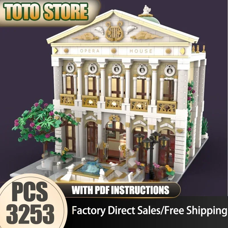 Moc Building Bricks Opera House Model Building Technology Modular City Street View Model Blocks Construstion Toy Gifts