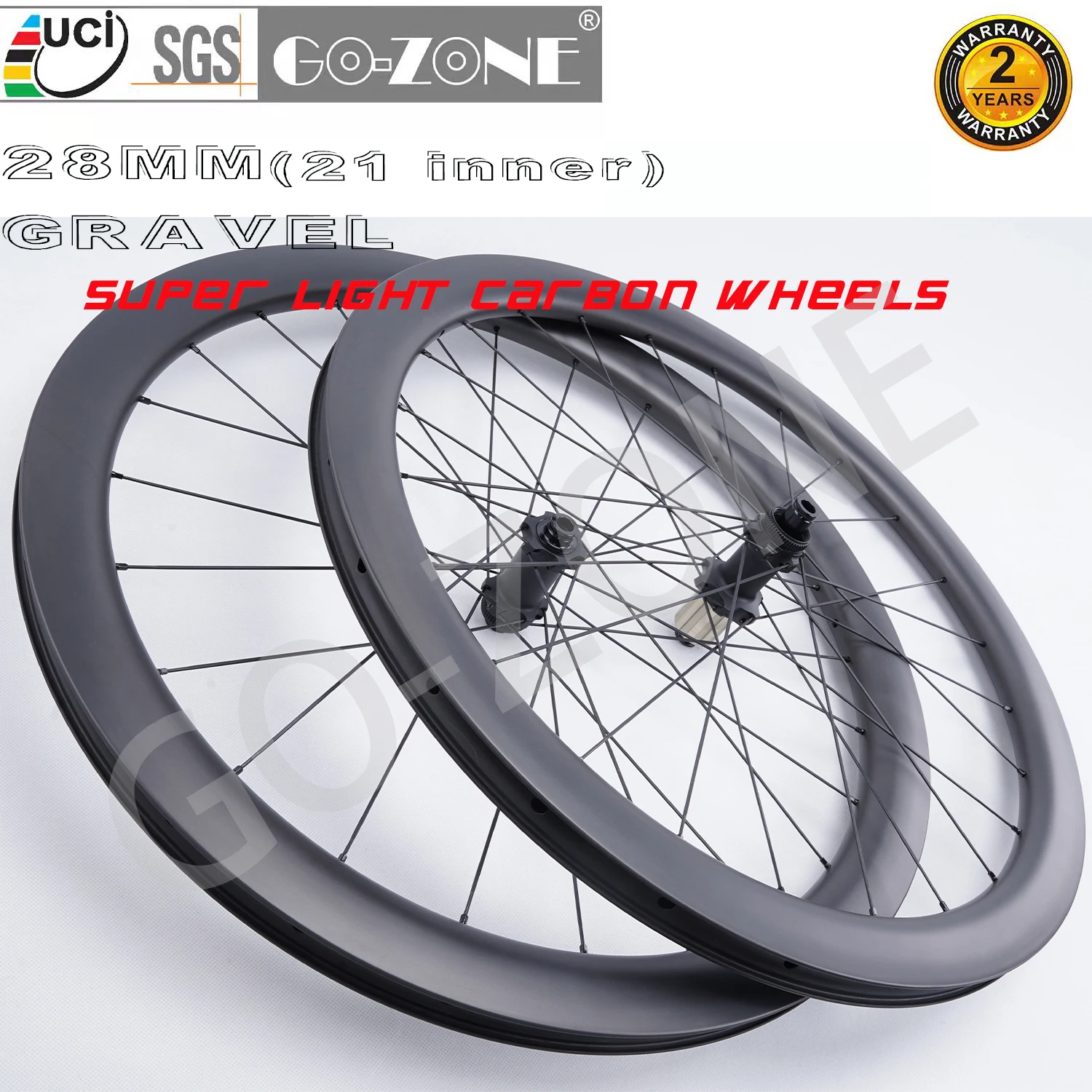 28mm Width Gravel / Cyclocross 700c Carbon Wheelset Disc Brake  Ultralight  Gozone R320D UCI Approved Centerlock Road Wheels