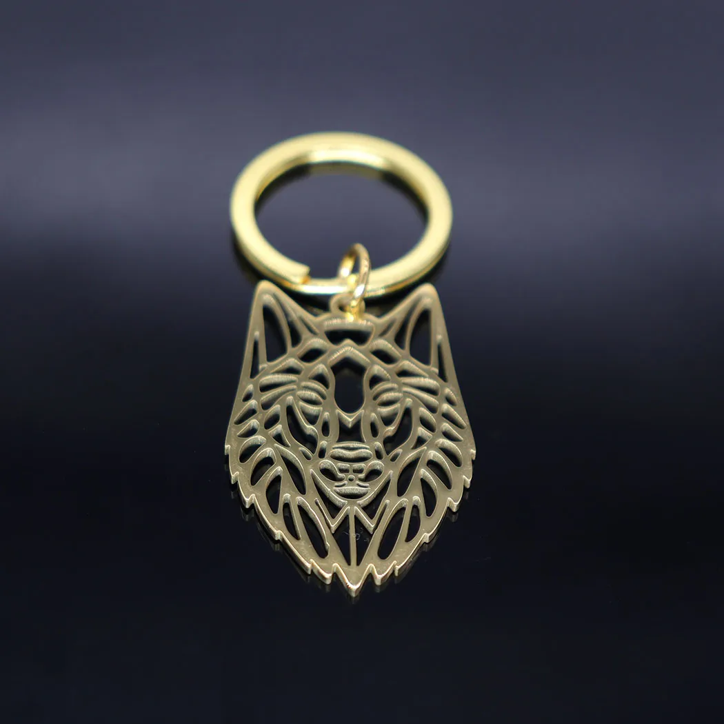 2024 new fashion stainless steel Wolf head pendant key chain temperament all match animal key chain men and women accessories ac
