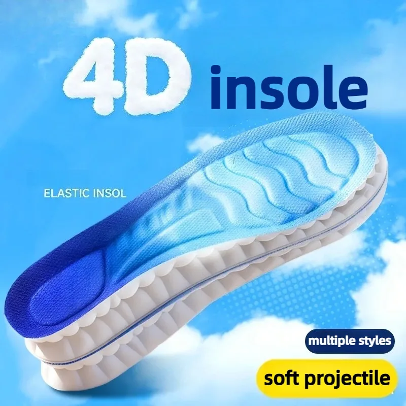 4D Cloud Technology Sports Insoles for Shoes PU Sole Soft Breathable Shock Absorption Cushion Running Orthopedic Care Insoles
