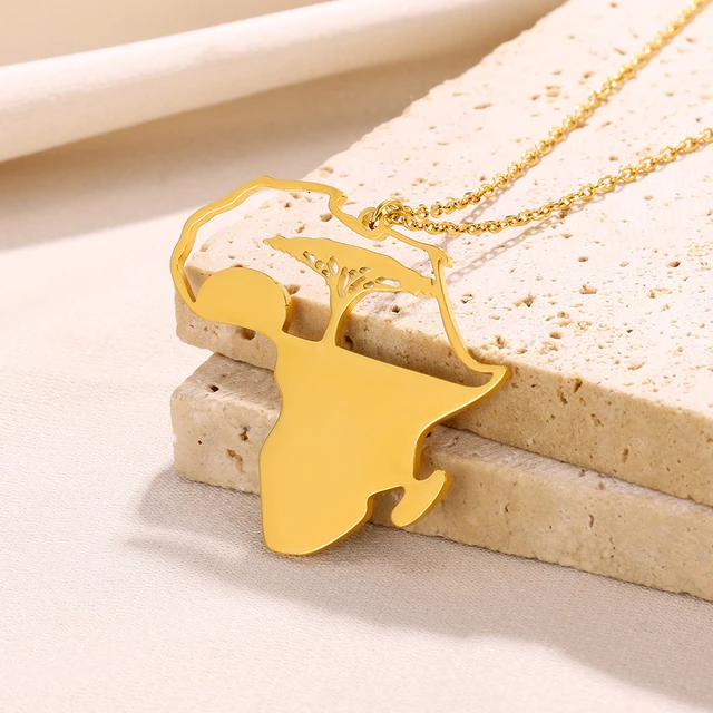 Necklace with african continent outlet