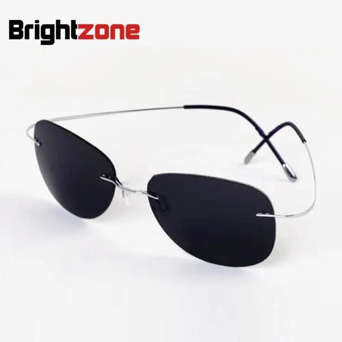 

New Arrival Free Shipping Luxury Ultra-light Flexible Pure Titanium Rimless Unisex Gray Polarized Sunglasses Eyeglasses Eyewear