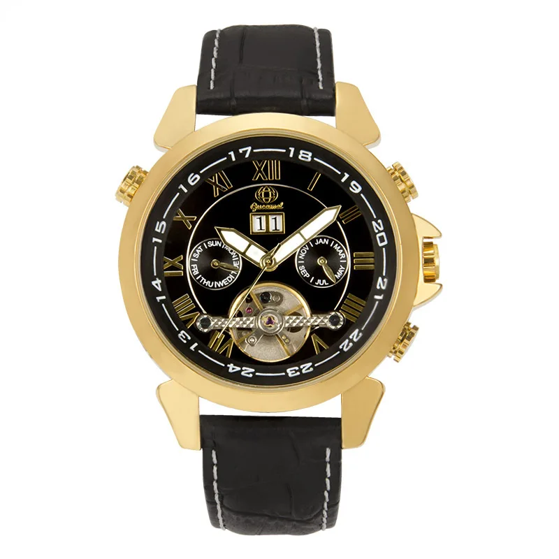 ساعة توربيون فاخرة للرجال ساعة يد أوتوماتيكية راقية مع تقويم ساعة ميكانيكية متعددة الوظائف #5