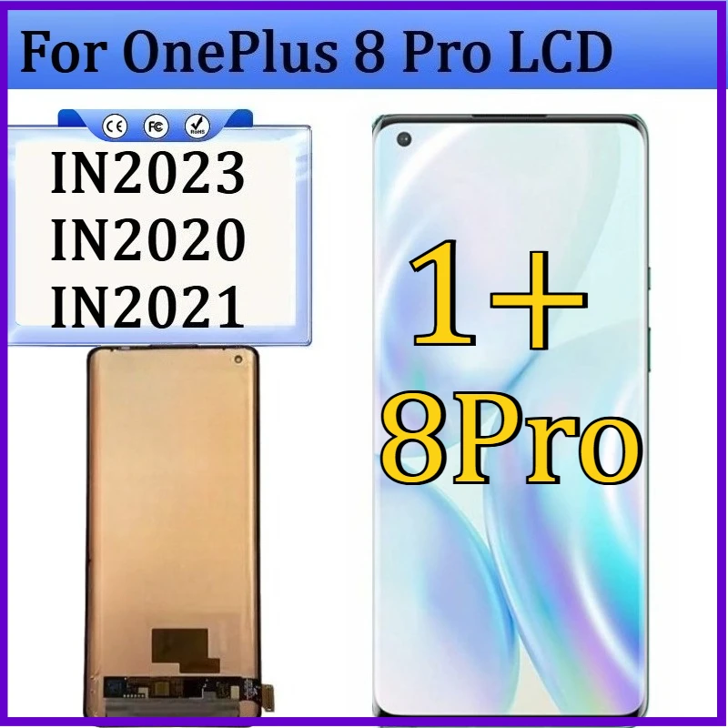 

TFT Screen For OnePlus 8 Pro IN2023 IN2020 IN2021 LCD Display Touch Screen Digitizer Assembly NO Frame Replacement Department