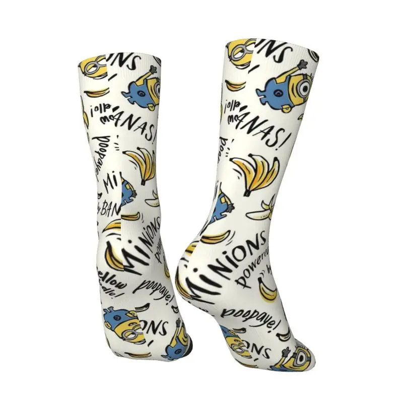 Custom Cool Print M- Minions Cartoon Socks for Women Men Stretchy Summer Autumn Winter M- Minions Bananas Crew Socks