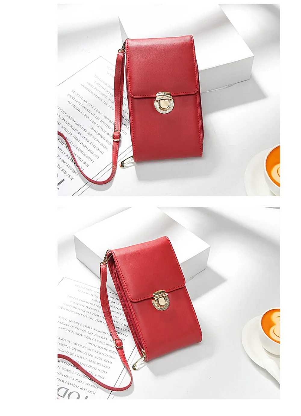 Pochette da donna di grande capacità Portafoglio in pelle Borsa a tracolla a tracolla Borsa per cellulare Borsa con tracolla regolabile