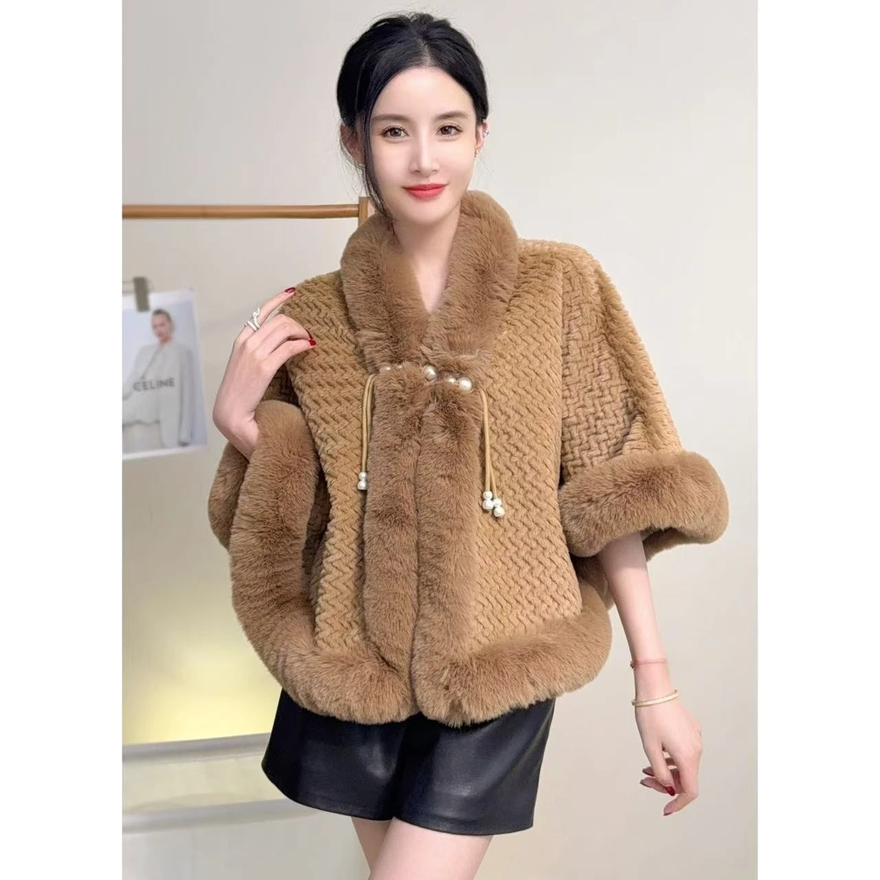 

Women's Solid Color Elegant Luxury Casual Trendy Loose Simple Basic Capes Autumn Winter New Fashion Female Clothes Coats Ponchos