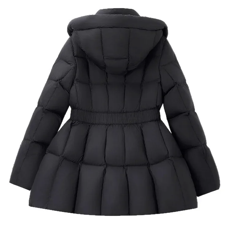 

Long Coat for Short Women Commute Style 2025 New Fashion Thickened Hooded Duck down Jacket Warm Stylish Waist-Cinching