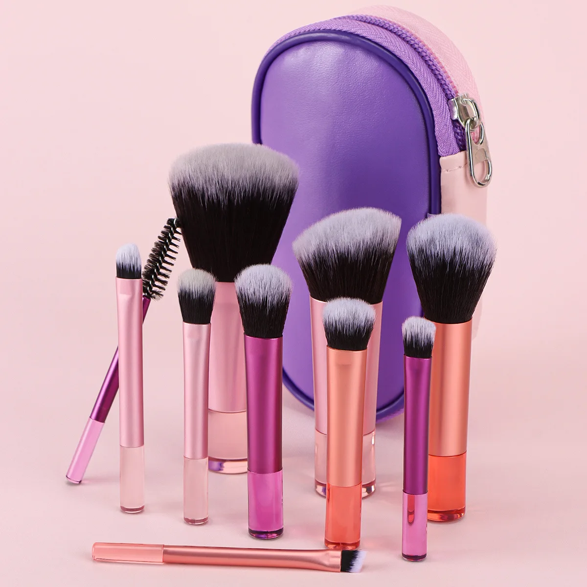 Neues 10-Mini-Make-up-Pinsel-Set für Anfänger. Kristallgriff. Tragbarer Grundierungspinsel. Lidschattenpinsel. Geben Sie den Pinseltaschen