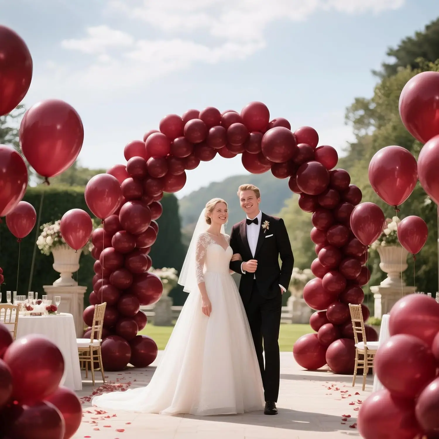 100pcs Dark Burgundy Balloon Garland 18'' 12'' 10'' 5'' Different Size Wine Red Latex Balloon Birthday Wedding Baby Shower Anni - view 6