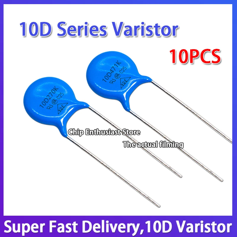 10pcs ๋ฐฐ๋ฆฌ์คํฐ KD10 10D270K 330K 820K 101K 121K 151K 221K 331K 361K 471K 471KJ 561K 681K 112K 180K 390K 241K 301K 431K 10MM