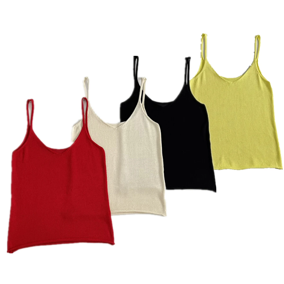 

Dave&Di Summer T-shirt Women French Minimalist Lazy Knitted T-shirt Sexy Camisole For Women