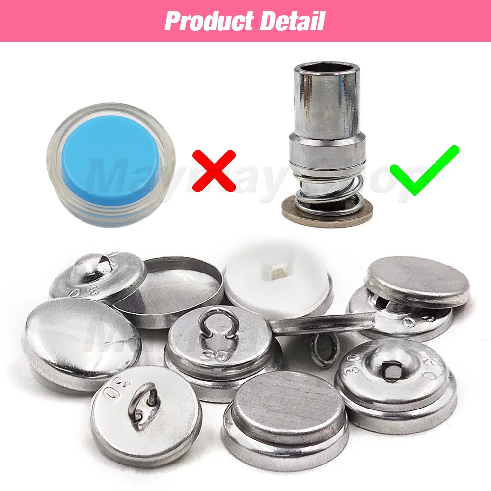 100Set #16-60 Covered Button Bread Shape Round Aluminum Covered Fabric Button With Metal Press Mold For Handmade DIY Accessories