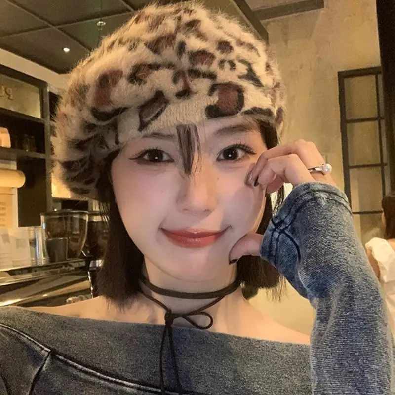 652F قبعة بيريه عصرية بطبعة الفهود، قبعة أنيقة للجنسين قابلة للتعديل #2