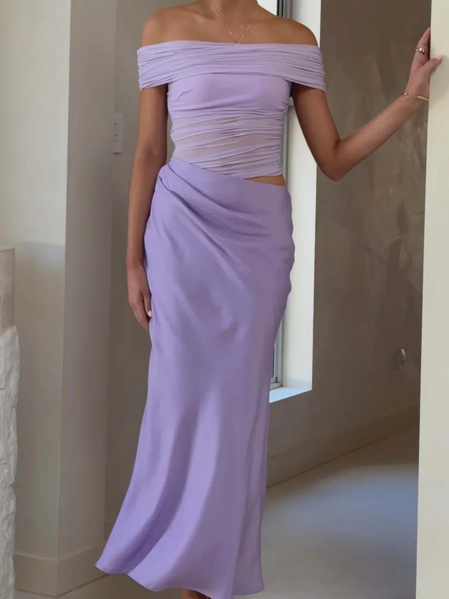 فساتين سهرة رسمية كلاسيكية مكشوفة الكتف بدون أكمام مستقيمة لحفلات أعياد الميلاد مخصصة