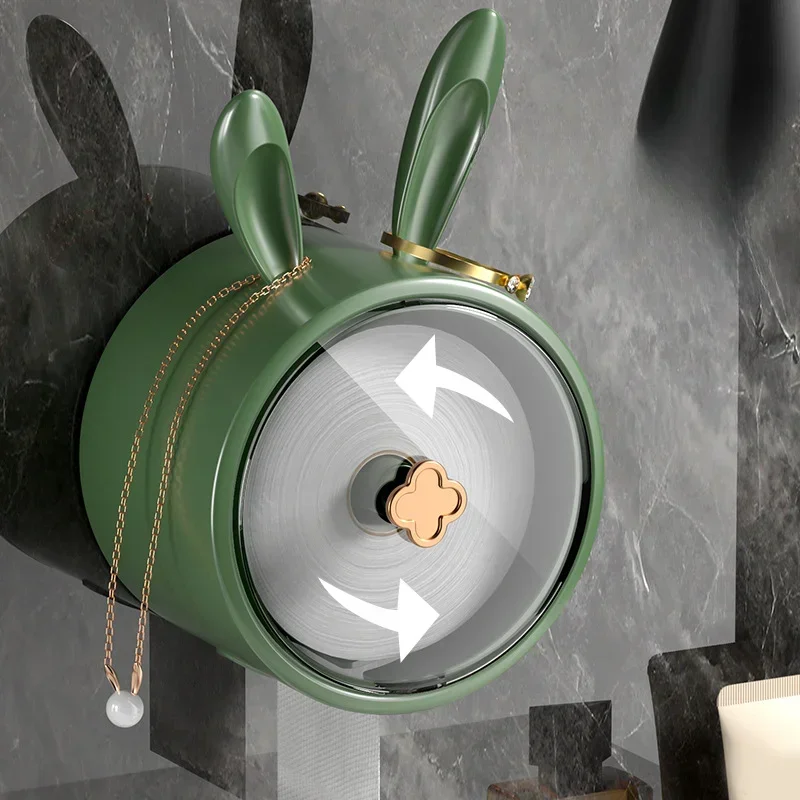 

Creative Rabbit Punch Free Tissue Dispenser Wall Mounted Household Toilet Paper Holder Bathroom Face Towel Box Organizer New