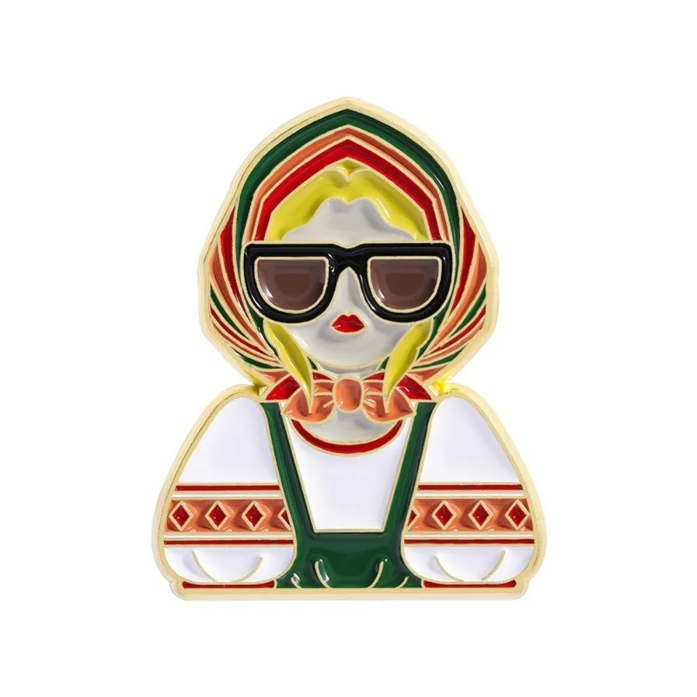 Classic Cartoon Character Enamel Pin National Clothing Metal Lapel Badge Nesting Doll Russian Girl Brooch Clothing Decorations