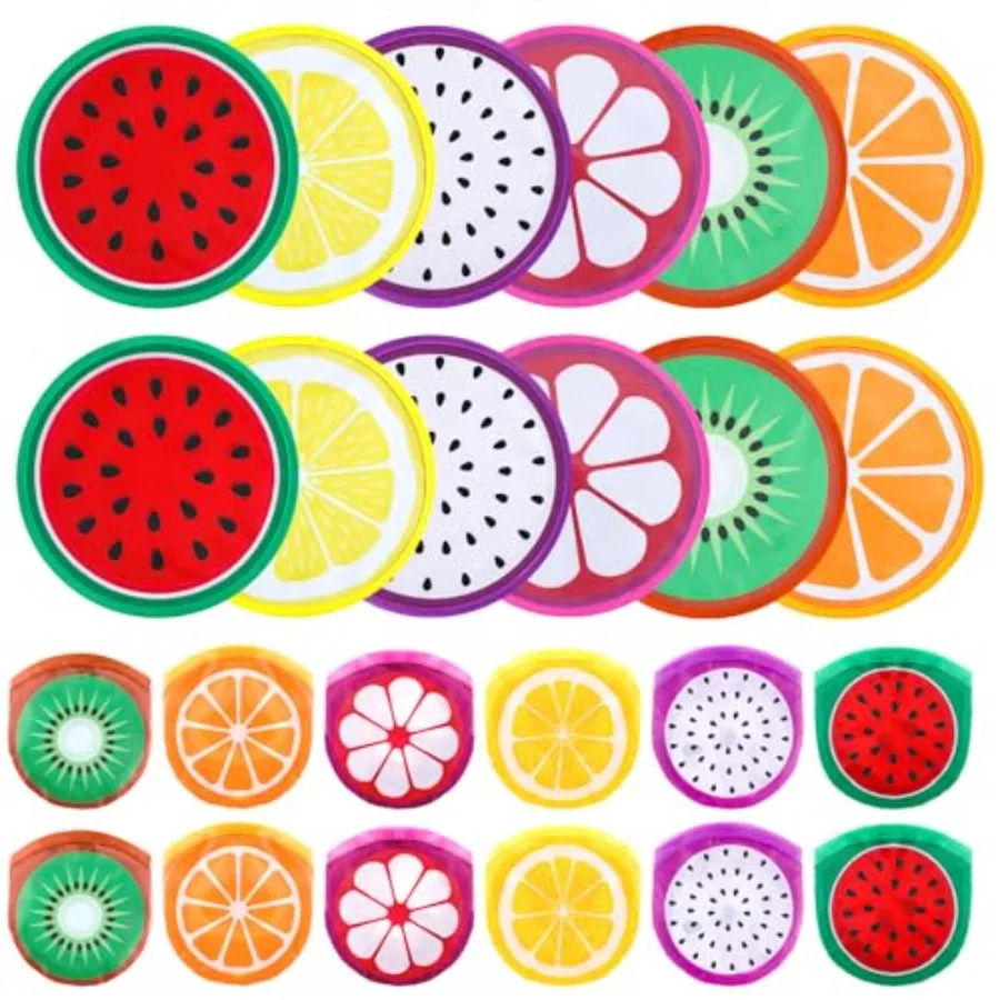 

Pcs Foldable Flying Disc Fans 9.84'' Fruit Folding Hand Fan Round Collapsible Handheld Fan Decorative Pocket Fans with Bag for