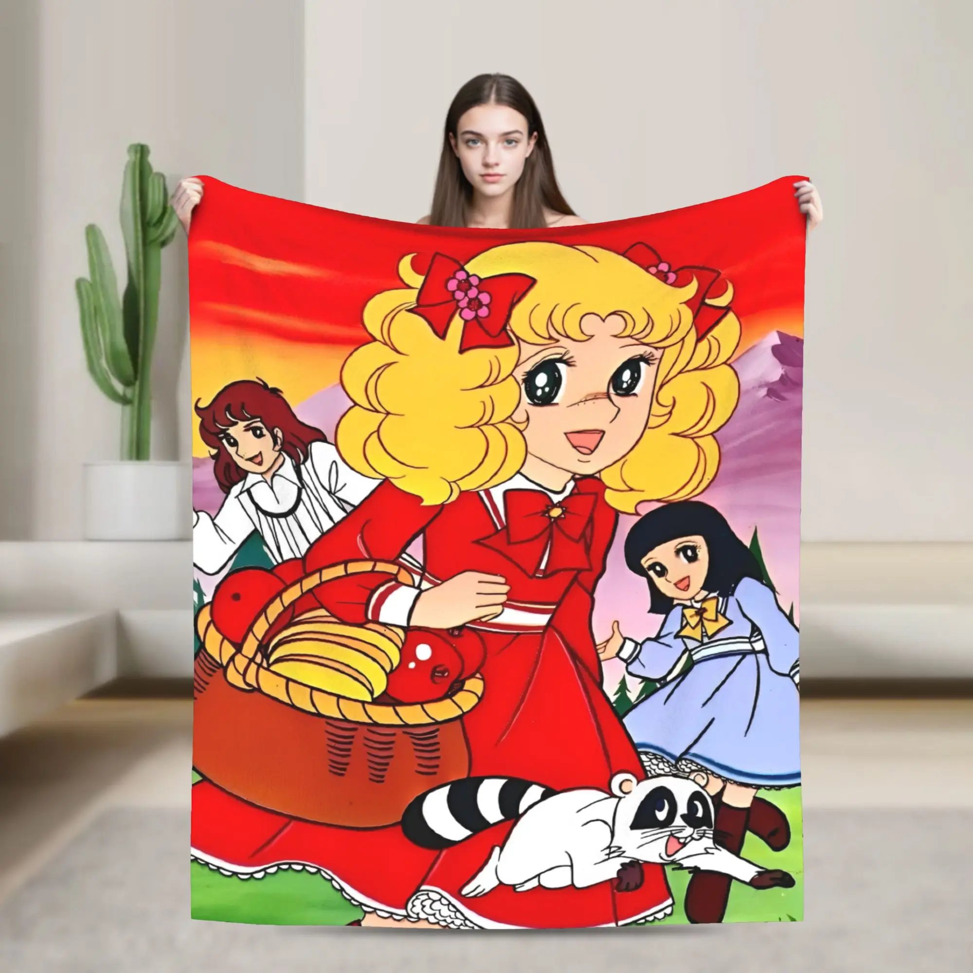 Candy Candy Cartoon Flannel Blanket Anime Fashion Throw Blanket for  Sofa Bedding Lounge 125*100cm Quilt