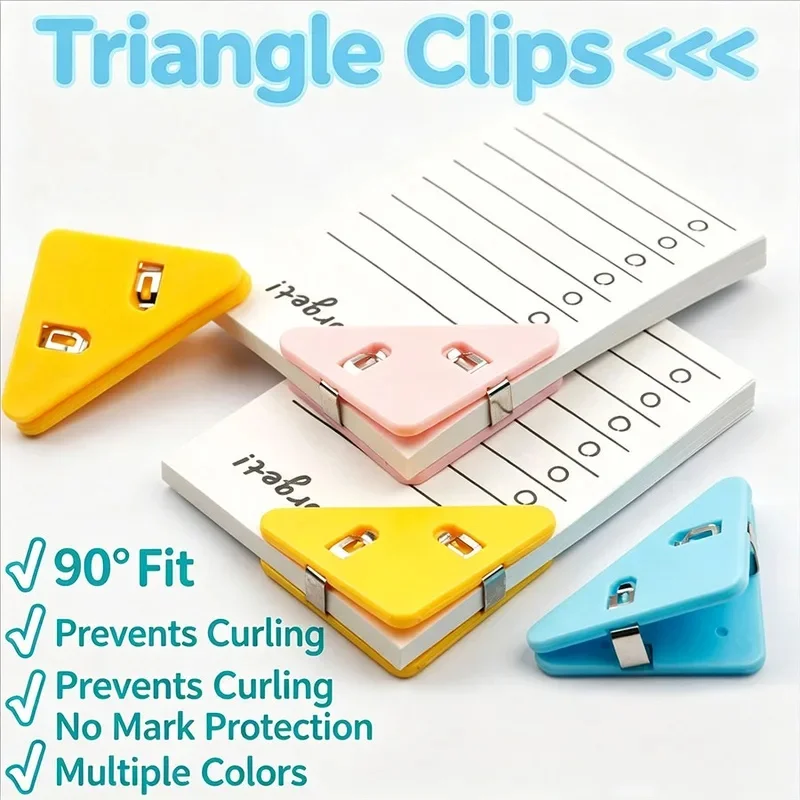 Mixing Colors Multifunctional TriangularClips,Study Papers,Documents Storage Clips,Anti-Warping Triangular Clips for Books