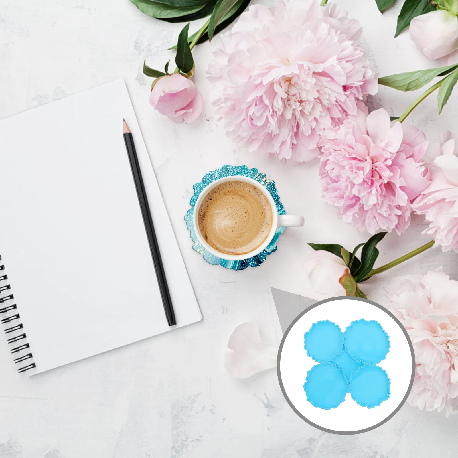 

1 set 1 Set Silicone Coaster Molds Diy Epoxy Resin Cup Holder Mat Stand Unique Craft Mold For Valentine Christmas Gift