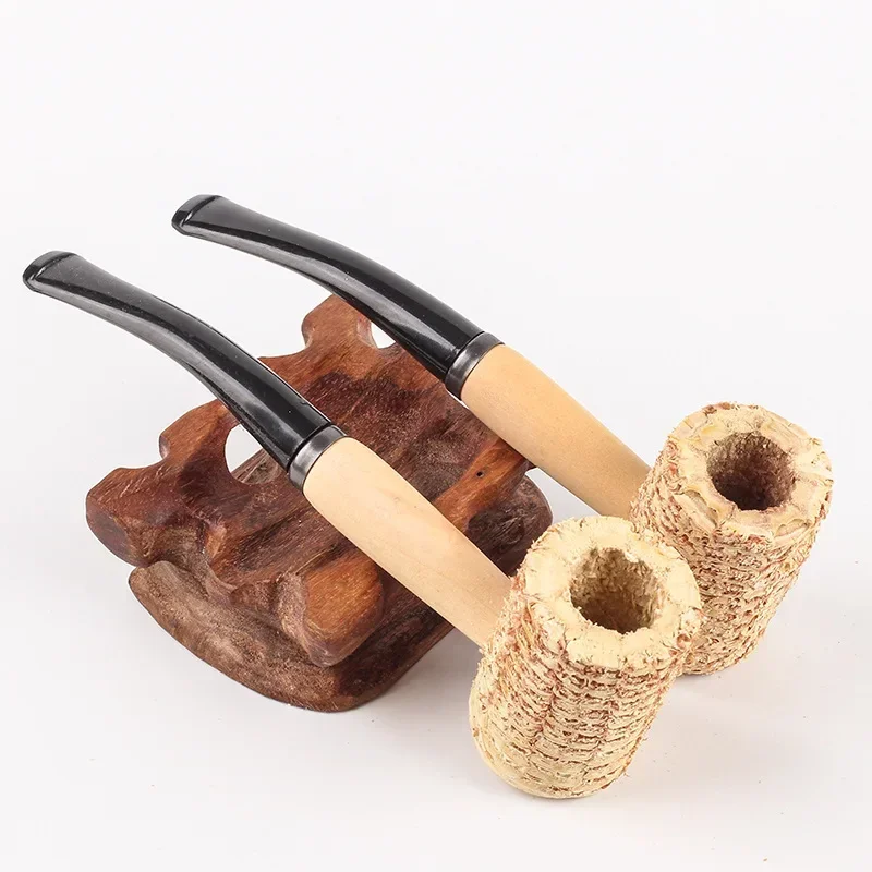 Large Natural Corn Material Smoking Pipe Disposable Straight and Curved Cigarette Holder Mouthpiece Travel Smoke Accessories