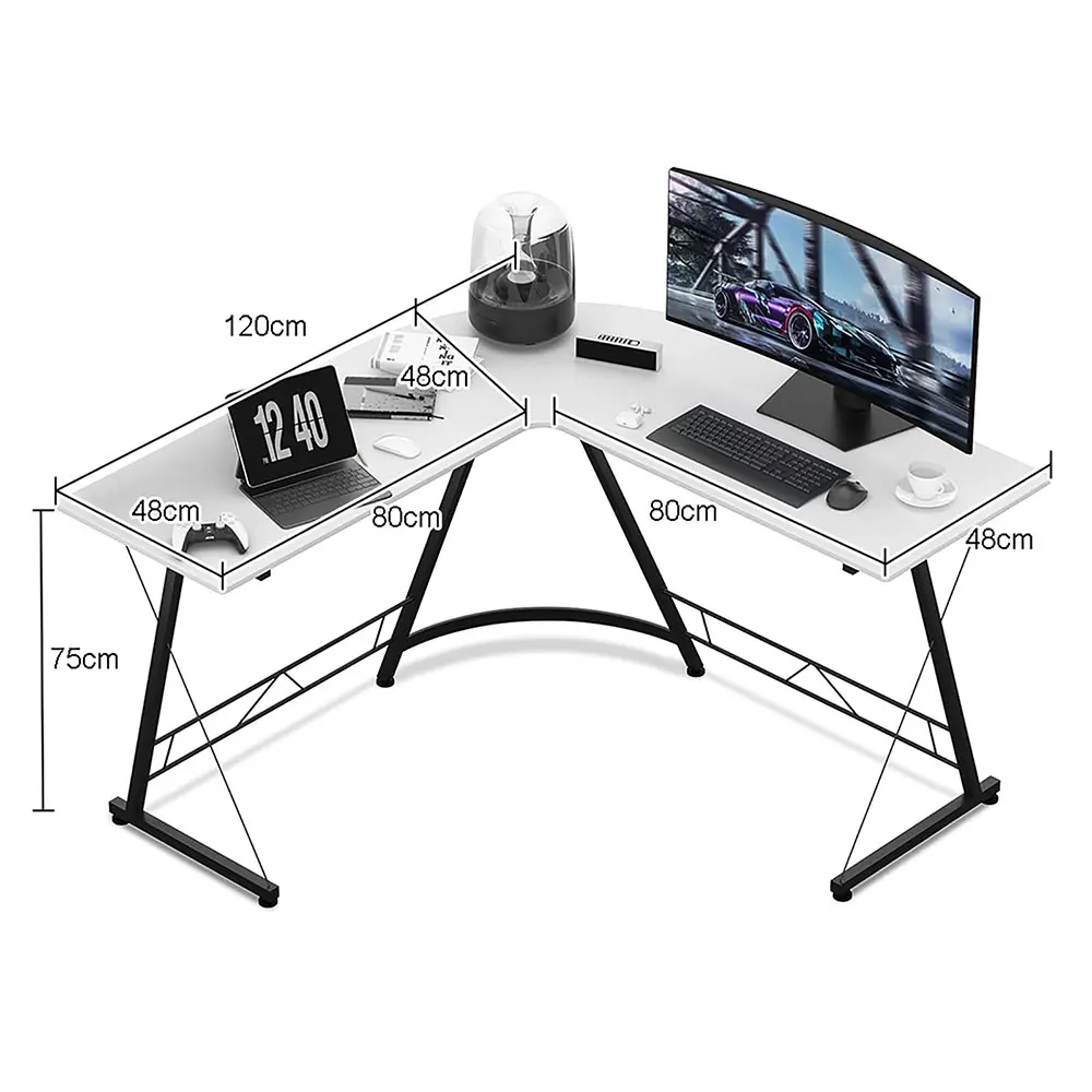 AnneFish L shaped Gaming Desk with LED Strip  Carbon Fiber Surface Small Corner Computer Desk Gamer Desk Home Gaming Desk Table