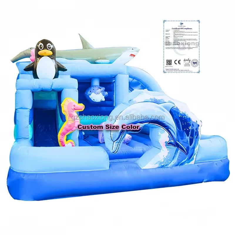 Portable Commercial Inflatable Ocean Theme Bounce House Slide Combo Inflatable Castle Bouncer Jumping Playground with Ball