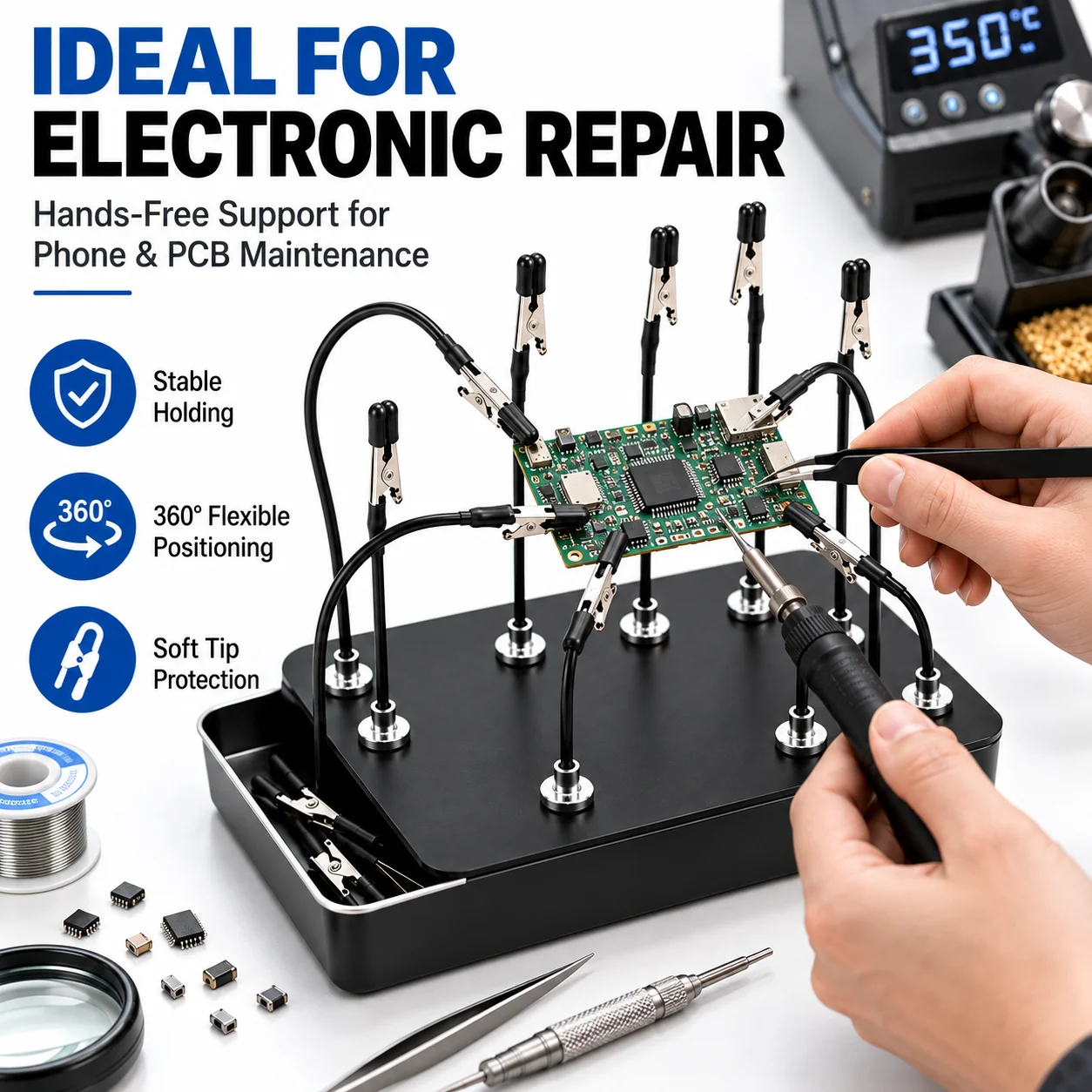 Diy Soldering Station No Electronics - 12개들이 자석 부착형 보조 핸드, 360도