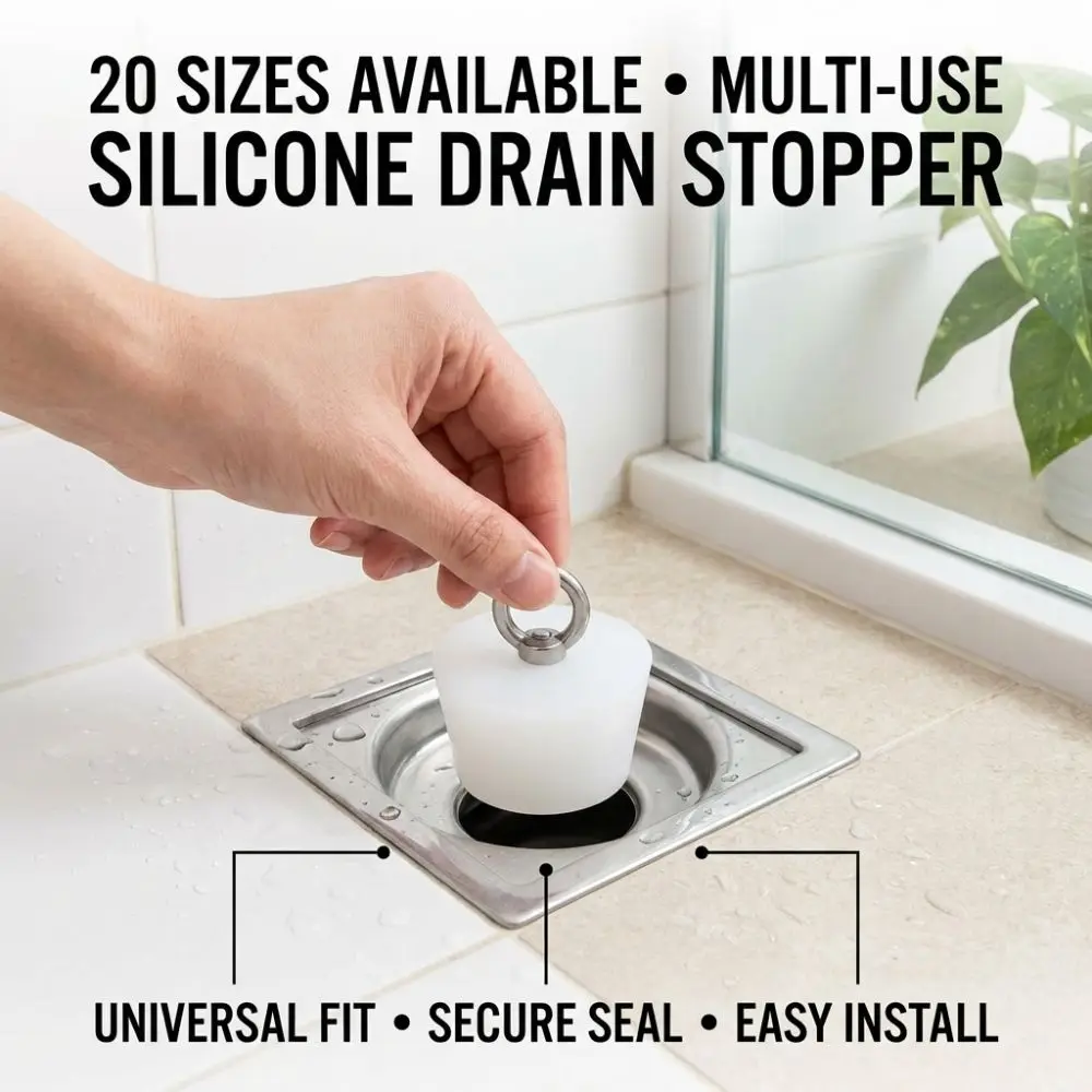 Tapered Silicone Rubber Stopper with Steel D Ring Waterproof Conical Silicone Stopper Solid Universal Tube Hole Plug