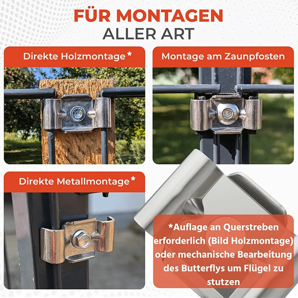 

ABVH-Аксессуары для крепления забора Коврик для стержня Аксессуары для крепления забора Тип бабочки из V2A. A