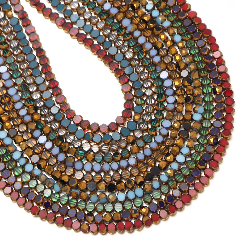 68 Stück/Lot 4 x 3 mm vergoldete Glasperlen, rund, flach, facettierte Kristallperlen für DIY-Schmuckherstellung, Halskette, Armband, Zubehör – Detail 3